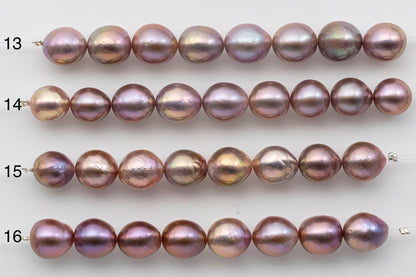 10-12mm Edison Pearl Near Round or Teardrop Freshwater Pearl in Natural Colors and High Lusters in Shorter Strand for Beading, SKU # 1331EP