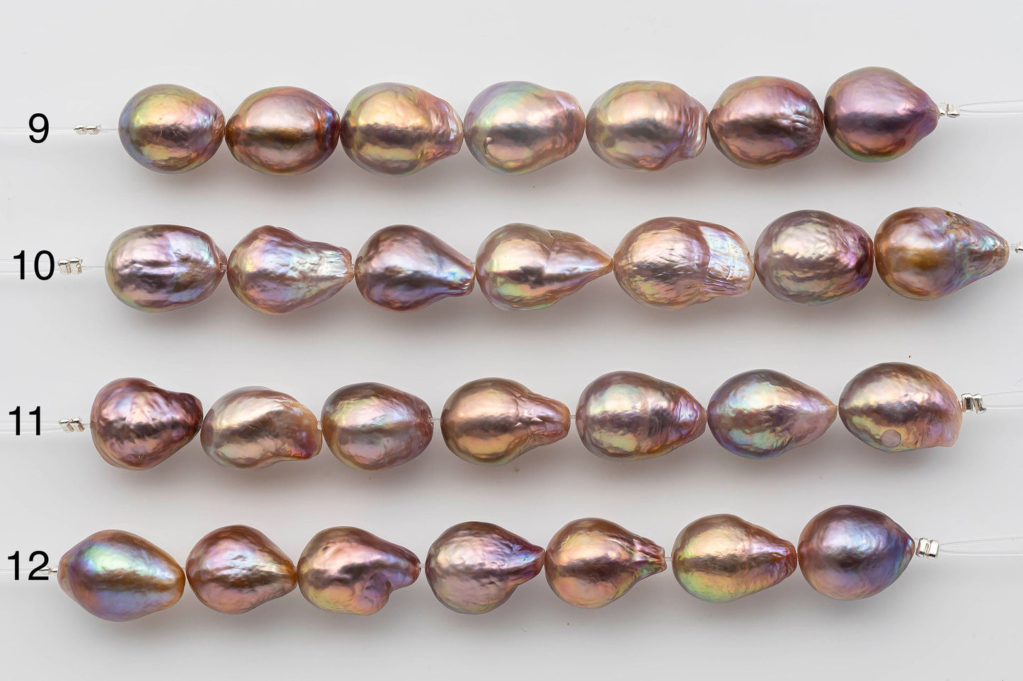 11-12mm Edison Pearl Tear Drops or Near Round in Natural Colors and High Lusters Short Strand for Beading or Jewelry Making, SKU # 1332EP
