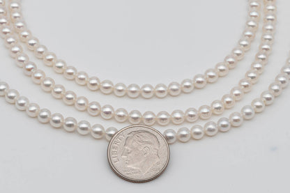4-4.5mm AAA Freshwater Pearl Round White Strand with High Luster, Rare Finding for Beading or Jewelry Making, SKU # 1294FW