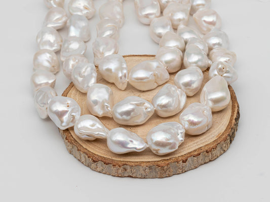 15-17mm White Baroque Fireball Pearl Beads in Full Strand with Nice Luster for Jewelry Making, SKU # 1268BA