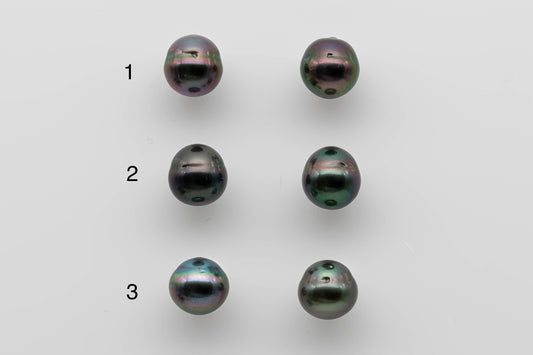 9-10mm Tahitian Pearl Matching Pair with High Luster and Natural Color