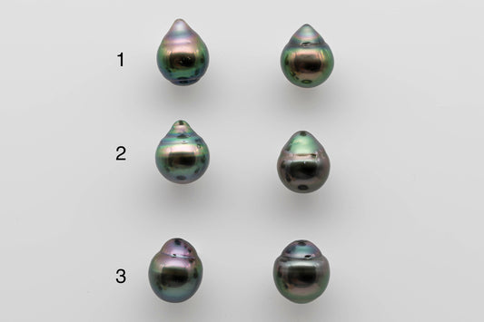 9-10mm Black Tahitian Pearl Loose Pair in Natural Color