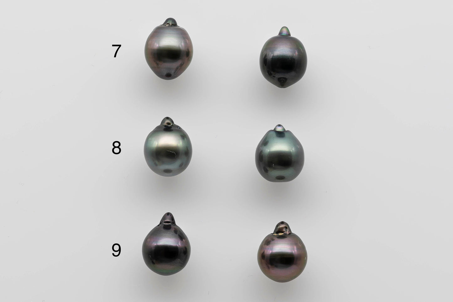 9-10mm Undrilled Tahitian Pearl Loose Pairs for Making Earring in High Lusters and Natural Color, SKU # 1285TH