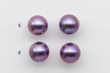 13-14mm Edison Pearl Pair with Natural Dark Lavender or Metallic Color and AAA Round Pearl Beads with High Luster, SKU # 1303EP