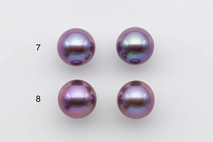 13-14mm Edison Pearl Pair with Natural Dark Lavender or Metallic Color and AAA Round Pearl Beads with High Luster, SKU # 1303EP