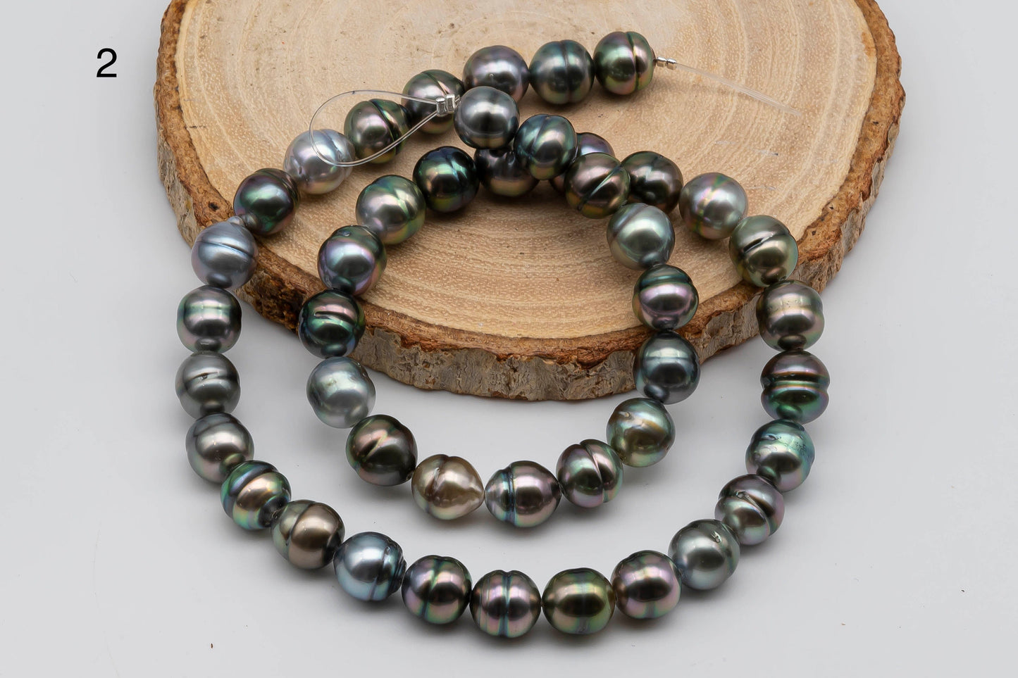 8-9mm Teardrop Tahitian Pearl in Natural Color and High Luster in Full Strand for Beading or Jewelry Making, SKU # 1308TH