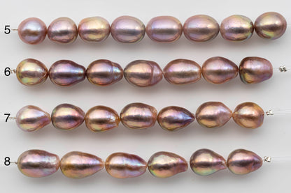 10-12mm Edison Pearl Near Round or Teardrop Freshwater Pearl in Natural Colors and High Lusters in Shorter Strand for Beading, SKU # 1331EP