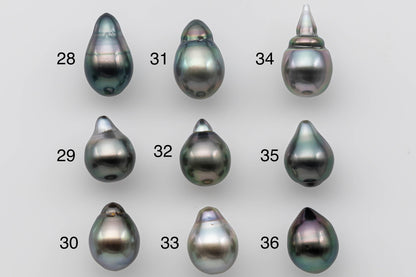 9-10 or 10-11mm Single Tahitian Pearl Loose Teardrop Undrilled in Natural Color with High Luster for Beading or Jewelry Making, SKU # 1337TH