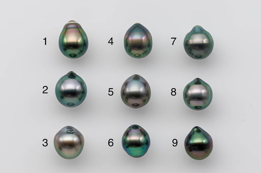 9-10 or 10-11mm Single Tahitian Pearl Loose Teardrop Undrilled in Natural Color with High Luster for Beading or Jewelry Making, SKU # 1337TH