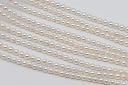 4-4.5mm AAA Freshwater Pearl Round White Strand with High Luster, Rare Finding for Beading or Jewelry Making, SKU # 1294FW