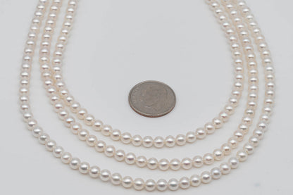 4-4.5mm AAA Freshwater Pearl Round White Strand with High Luster, Rare Finding for Beading or Jewelry Making, SKU # 1294FW