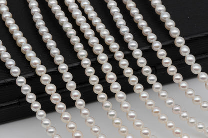 4-4.5mm AAA Freshwater Pearl Round White Strand