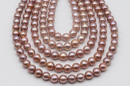 9-11mm Near Round Edison Pearl with Nice Luster in Natural Pink or Lavender in Full Strand for Making Jewelry or Beading, SKU # 1347EP