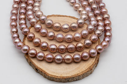9-11mm Near Round Edison Pearl with Nice Luster in Natural Pink or Lavender in Full Strand for Making Jewelry or Beading, SKU # 1347EP