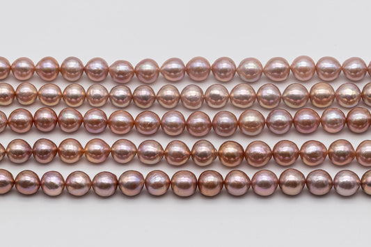 9-11mm Near Round Edison Pearl with Nice Luster in Natural Pink or Lavender in Full Strand for Making Jewelry or Beading, SKU # 1347EP