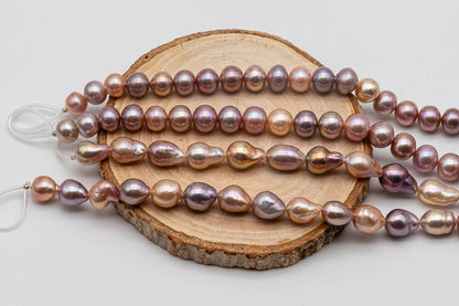 9-11mm Edison Pearl in Multi-Natural Color with High Luster in Full Strand for Jewelry Making or Beading, SKU # 1350EP