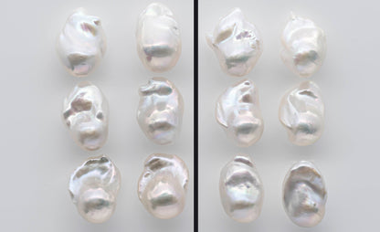 16-18mm Baroque Pearl Loose Pair Undrilled with High Luster and Back Side also Smooth, for Making Earring, SKU # 1352BA