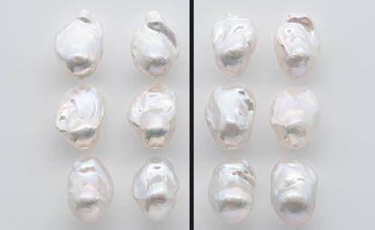 16-18mm Baroque Pearl Loose Pair Undrilled with High Luster and Back Side also Smooth, for Making Earring, SKU # 1352BA