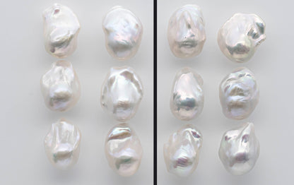 16-18mm Baroque Pearl Loose Pair Undrilled with High Luster and Back Side also Smooth, for Making Earring, SKU # 1352BA