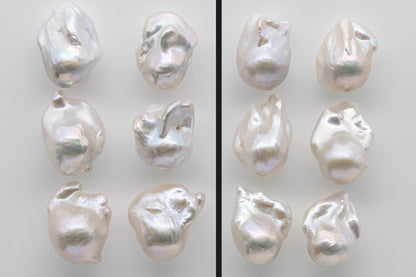 13-16mm Baroque Pearl Undrilled Loose Pair with High Luster Front and Back, for Making Earring, SKU # 1353BA