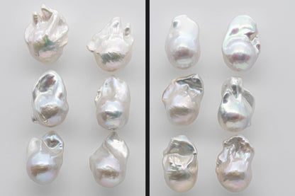 13-16mm Baroque Pearl Undrilled Loose Pair with High Luster Front and Back, for Making Earring, SKU # 1353BA