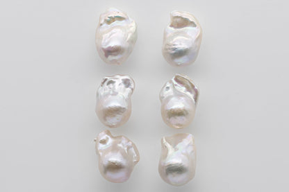 13-16mm Baroque Pearl Undrilled Loose Pair with High Luster Front and Back, for Making Earring, SKU # 1353BA