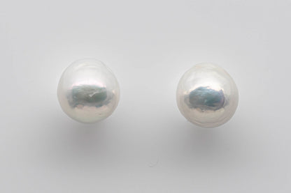 9-10mm White Edison Pearl Loose Pair Undrilled with High Luster for Making Earring, SKU # 1362EP