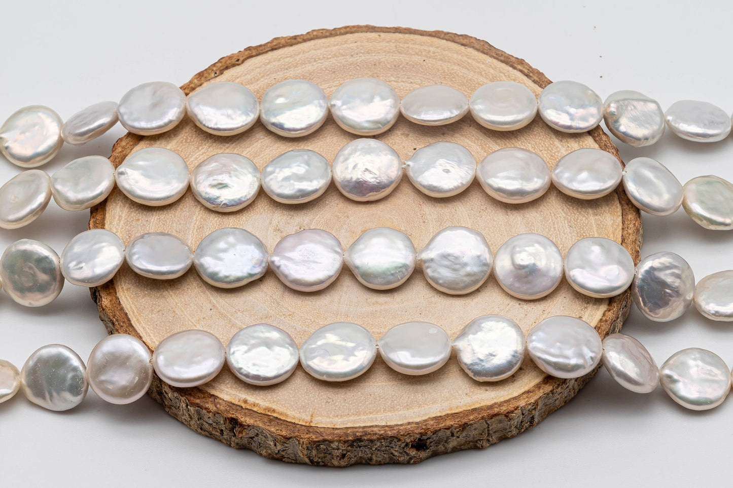 12-13mm Freshwater Coin Pearls in White Color with Nice Luster for Jewelry Making or Beading, SKU # 1364CN