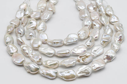 Flat Baroque Pearl with Beautiful Luster in Large Size, 14x19mm to 17x28mm for Jewelry Making or Beading in Full Strand, SKU # 1365KE
