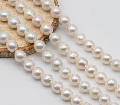 9-11mm Round White Edison Pearl Full Strand with Nice Luster, Freshwater Pearl Bead for Making Jewelry, SKU # 1366EP