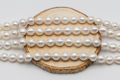 9-11mm Round White Edison Pearl Full Strand with Nice Luster, Freshwater Pearl Bead for Making Jewelry, SKU # 1366EP