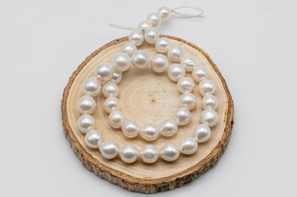 9-11mm Round White Edison Pearl Full Strand with Nice Luster, Freshwater Pearl Bead for Making Jewelry, SKU # 1366EP