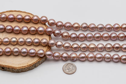 9-11mm Near Round Edison Pearl with Nice Luster in Natural Pink or Lavender in Full Strand for Making Jewelry or Beading, SKU # 1347EP