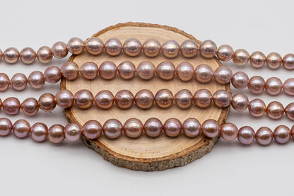 9-11mm Near Round Edison Pearl with Nice Luster in Natural Pink or Lavender in Full Strand for Making Jewelry or Beading, SKU # 1347EP