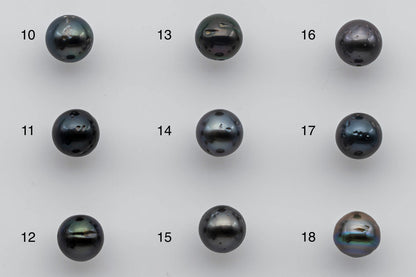 7-8mm Tahitian Pearl Loose Round with High Luster and Natural Colors with Blemishes in Single Piece Predrilled Hole, SKU # 1373TH