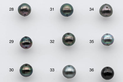 7-8mm Tahitian Pearl Loose Near Round Super Nice Luster and Beautiful Natural Color with Blemish, Predrilled Hole Single Piece, SKU # 1374TH