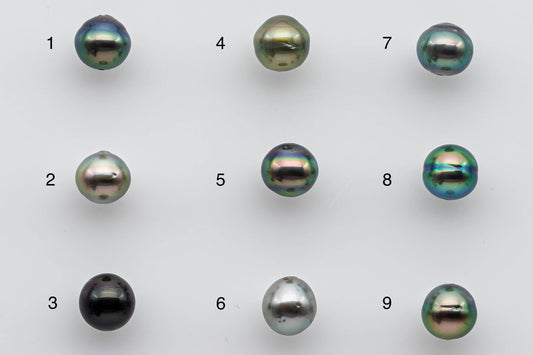 7-8mm Tahitian Pearl Loose Near Round Super Nice Luster and Beautiful Natural Color with Blemish, Predrilled Hole Single Piece, SKU # 1374TH