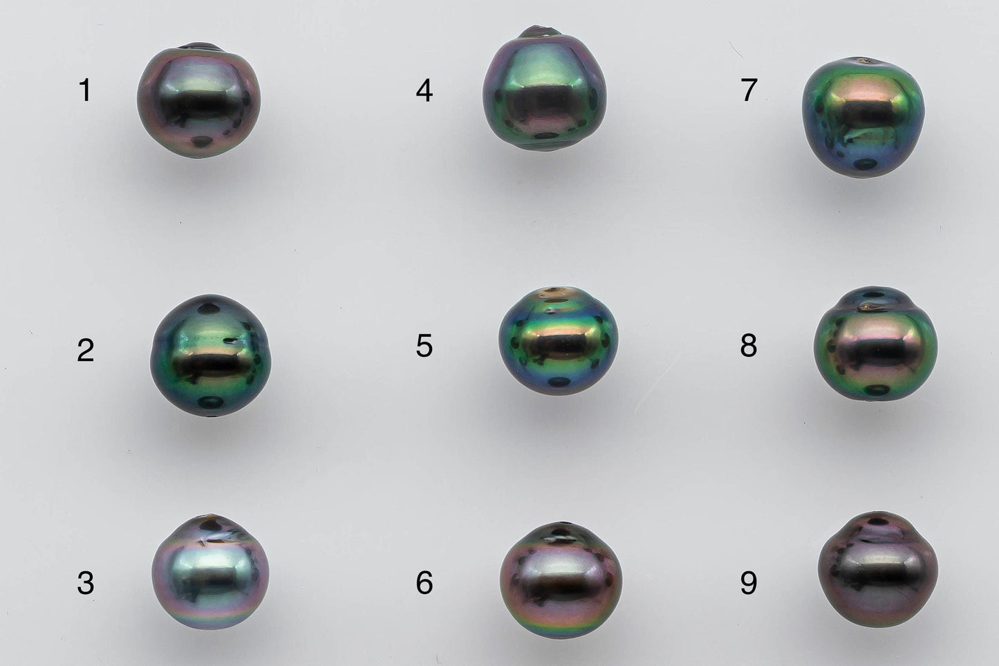 8-9mm Tahitian Pearl Tear Drop or Near Round with High Luster and Natural Color with Blemish in Single Piece Predrilled Hole, SKU # 1376TH