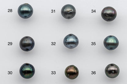 8-9mm Tahitian Pearl Loose Near Round with High Luster and Natural Color with Blemish in Single Piece Predrilled 0.8mm Hole, SKU # 1377TH