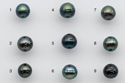 8-9mm Tahitian Pearl Loose Near Round with High Luster and Natural Color with Blemish in Single Piece Predrilled 0.8mm Hole, SKU # 1377TH