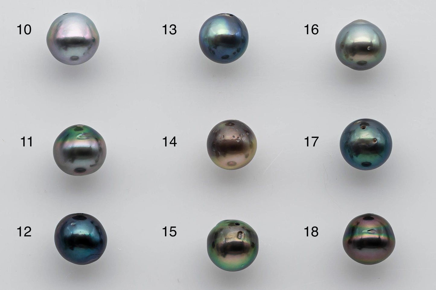 8-9mm Loose Tahitian Pearl Near Round with Multi Natural Color and High Luster with Blemish, Predrilled Hole in Single Piece, SKU # 1379TH