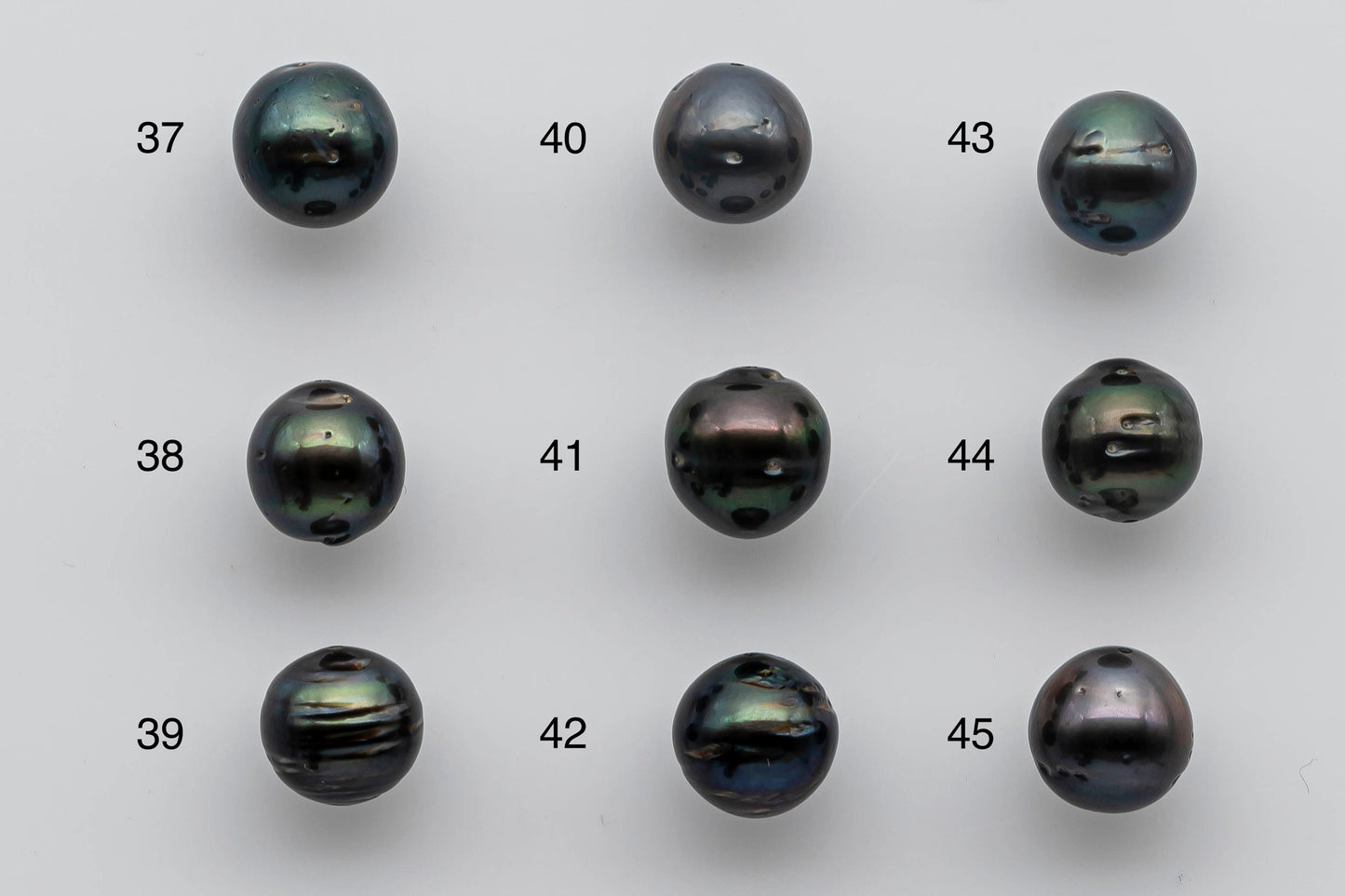 9-10mm Tahitian Pearl Loose Near Round in Dark Natural Colors with High Luster and Blemishes in Single Piece Predrilled Hole, SKU # 1381TH