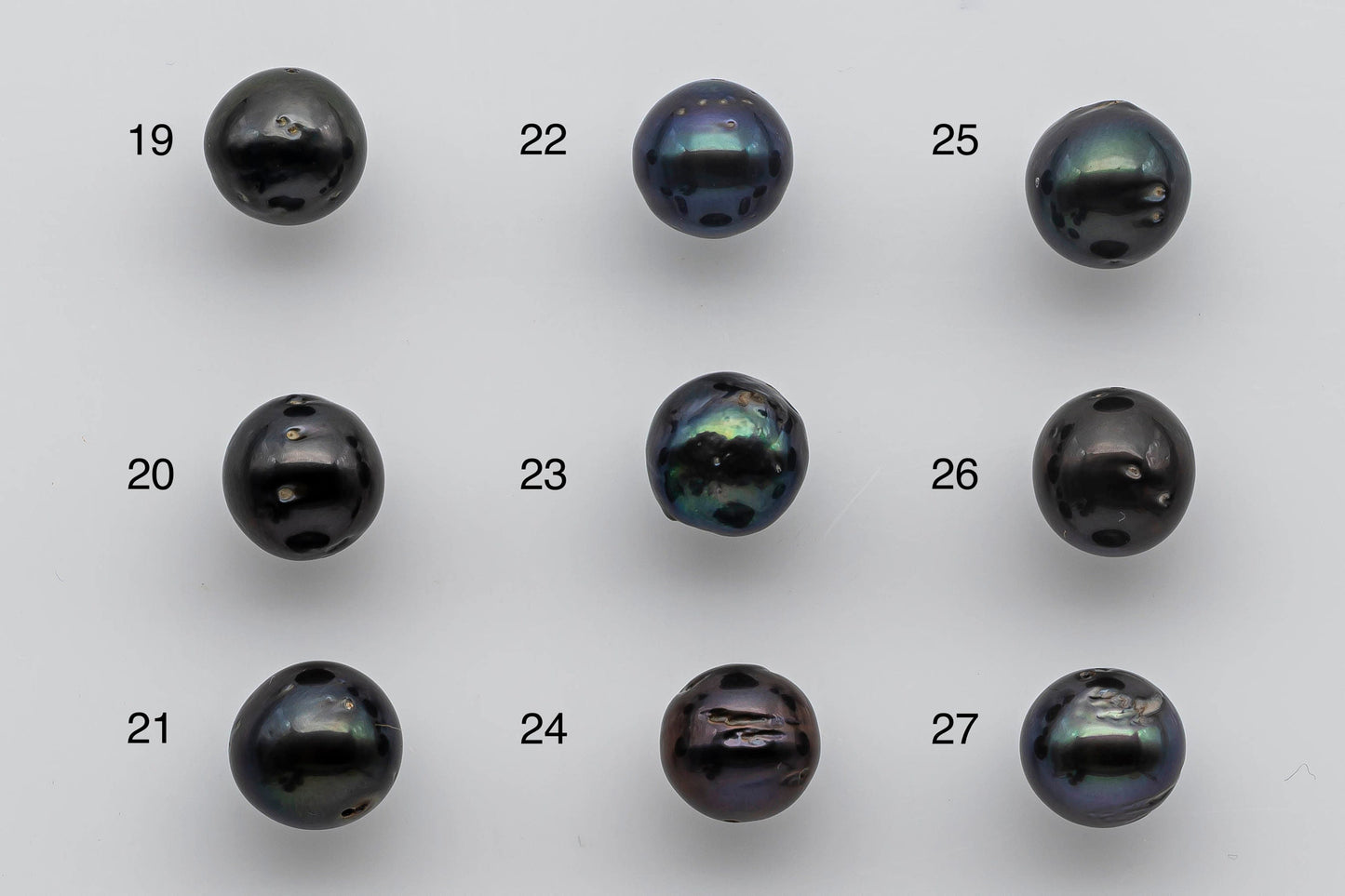 9-10mm Tahitian Pearl Loose Near Round in Dark Natural Colors with High Luster and Blemishes in Single Piece Predrilled Hole, SKU # 1381TH