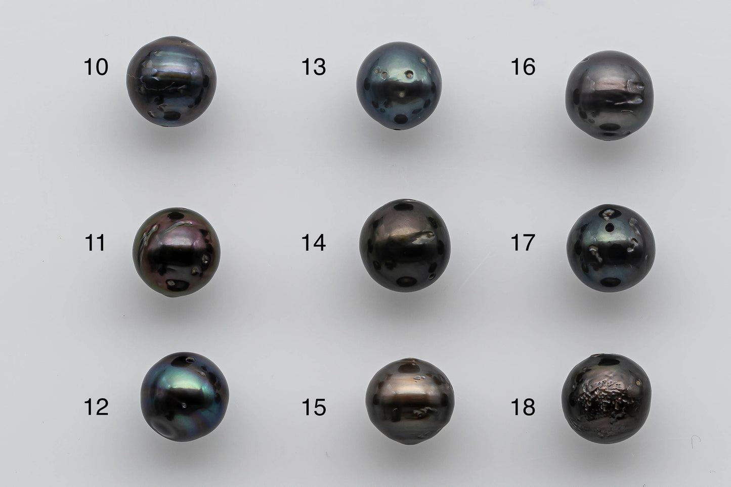 9-10mm Tahitian Pearl Loose Near Round in Dark Natural Colors with High Luster and Blemishes in Single Piece Predrilled Hole, SKU # 1381TH