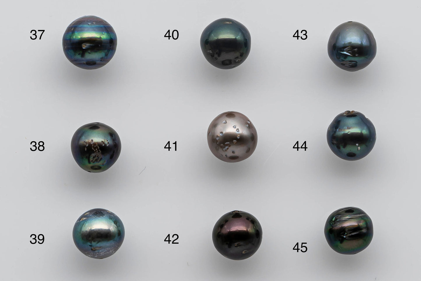 9-10mm Loose Tahitian Pearl Near Round Natural Colors and High Luster with Blemishes in Single Piece Predrilled Hole, SKU # 1382TH