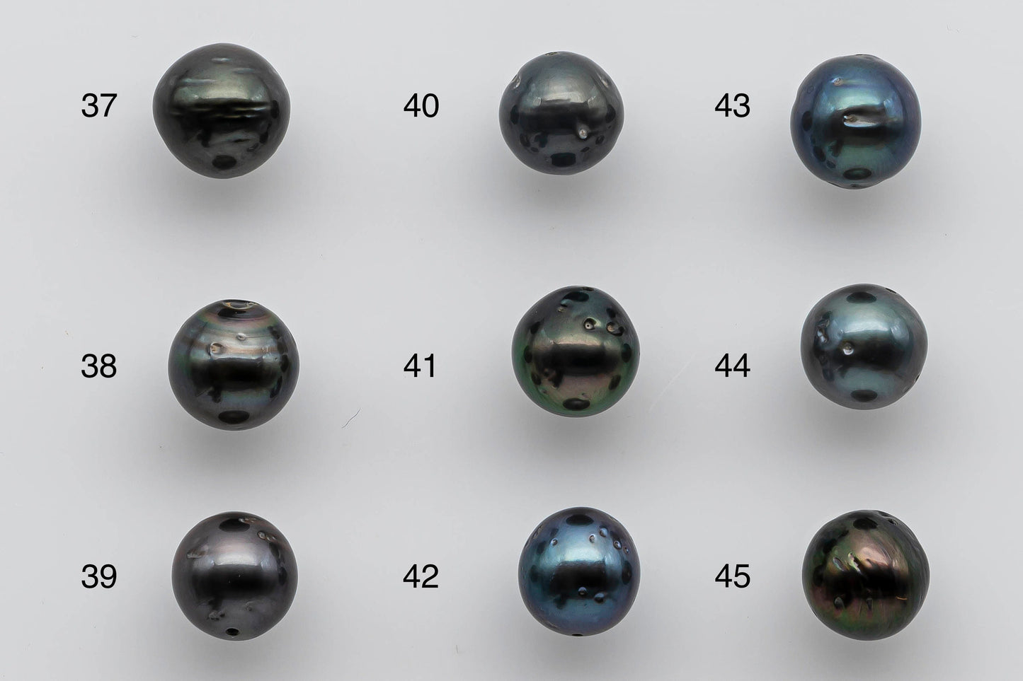 9-10mm Near Round Tahitian Pearl Loose Natural Colors with High Luster and Blemishes in Single Piece Predrilled Hole, SKU # 1383TH