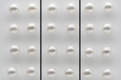 Half Drilled Freshwater Pearl, Round Loose Pair in 5-5.5mm, 6-6.5mm, or 7-7.5mm with High Luster for Making Earrings, SKU # 1351HD