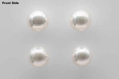 Half Drilled Freshwater Pearl, Round Loose Pair in 5-5.5mm, 6-6.5mm, or 7-7.5mm with High Luster for Making Earrings, SKU # 1351HD