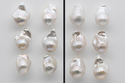 13-16mm Baroque Pearl Undrilled Loose Pair with High Luster Front and Back, for Making Earring, SKU # 1353BA