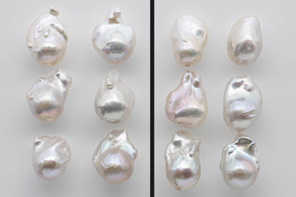 13-16mm Baroque Pearl Undrilled Loose Pair with High Luster Front and Back, for Making Earring, SKU # 1353BA